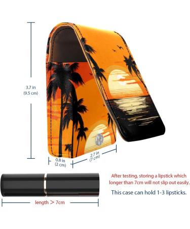 Buy Leather Lipstick Case Organizer with Mirror - Mini Beach Palm Tree Sunset Lip Gloss Holder - Buy Online on GoSupps.com