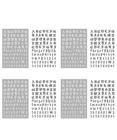 Beaupretty 4 Sets Letters And Number Nail Stickers Tip Nail Art Adhesive Decals Nail Wrap Manicure Old English Alphabet Stripe (Black and White in 1 Set)