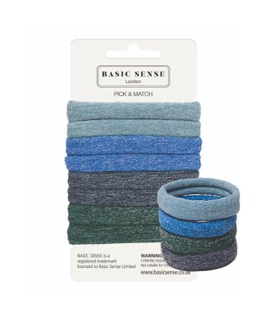 Basic Sense Gym Hair Ties - Unique Soft Jersey Bobbles Strong Hold Seamless Elastics Metal-Free for Active Lifestyles Blue