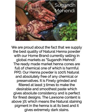 Sugandh Mehndi Luxury Henna Powder 5 times filtered Pure Henna Powder/Lawsonia Inermis For Body Art | Hair Care | Hair Color | No Ppd No Chemicals No Parabens 1Kg - Buy Online on GoSupps.com