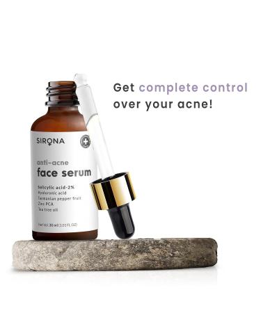 Sirona 2% Salicylic Acid Face Serum - Reduces Open Pores & Bumpy Texture | 30ml with Tea Tree Oil Hyaluronic Acid & Vitamin E - Buy Online on GoSupps.com