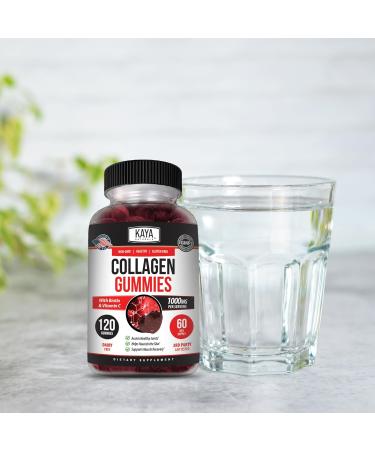 Kaya Naturals Collagen Gummy for Men & Women 120 Count 1000mg of Hydrolyzed Collagen Vitamin C Selenium & Biotin Collagen/Strawberry Flavor (120 Gummies) 120 Count (Pack of 1) - Buy Online on GoSupps.com