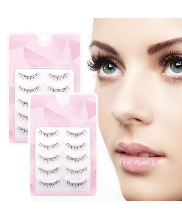 10pairs Fake Eyelashes Eyelashes Natural Look False Lashes Fluffy Wispy Fake Eyelashes Strip Lashes Short Cat Eye Lashes for Beginner Eye Makeup(Black)