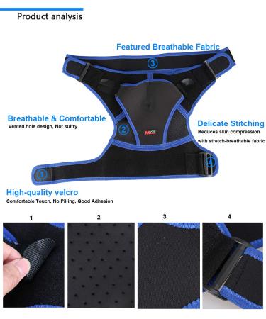 Adjustable Shoulder Support Brace - Neoprene Upper Arm Wrap for Rotator Cuff & AC Joint Therapy | Hot/Cold Pad Compatible | Compression Wrap (Blue - Buy Online on GoSupps.com