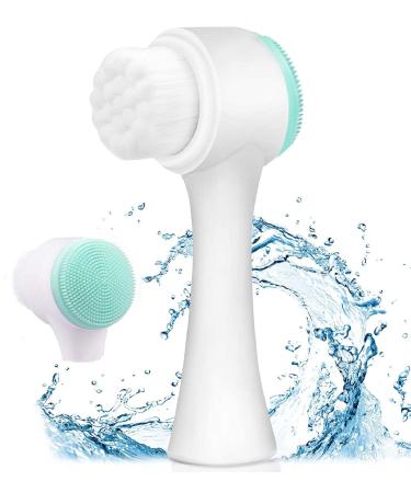 Facial Brush - Manual Facial Cleansing Brush and Pore Cleansing Dual Face Brush, Suitable for All Types of Skin (Blue)