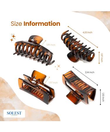 Brown Hair Claw Clips Set - 6 Trendy Mixed Design Hair Clips for Thick Thin Long Hair - Buy Online on GoSupps.com