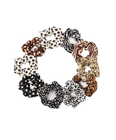 10 pcs hair tie scrunchy leopard hair tie fabric hair tie scrunch hair tie together with elastic hair bands colorful ponytail hair jewelry for girls and women diameter: 8cm/3.15inch