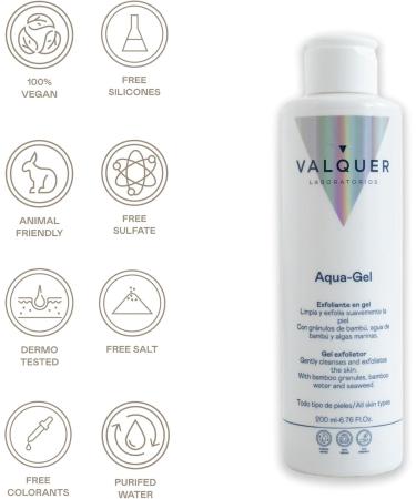 Aqua-gel facial scrub from Valquer Laboratories. With bamboo granules. Moisturizing anti-aging antioxidant and purifying. All skin types - 200 ml - Buy Online on GoSupps.com