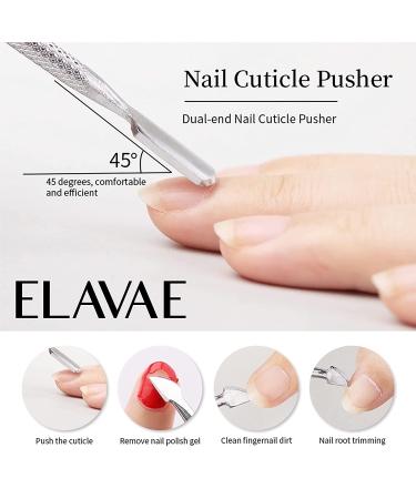 Elavae Manicure Pedicure Kit with Cuticle Oil, Remover Gel, and Pusher Tool - All Natural with Vitamin E for Nail Strength and Softening (3 Piece Set) - Buy Online on GoSupps.com