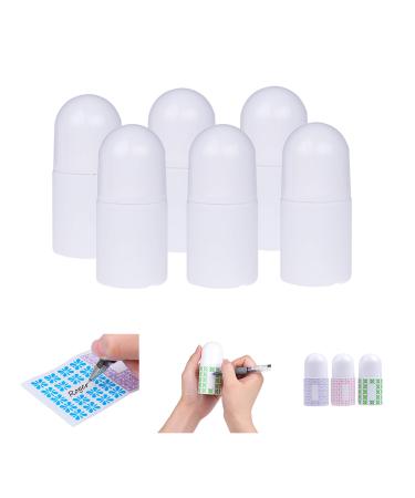 Kare & Kind Refillable Roll-On Deodorant Bottles (6-Pack) - Empty - 1 Oz (30 ml) - 20 Writable Stickers - Twist Cap - For Homemade Natural Deodorant Sunscreen Moisturizer etc.