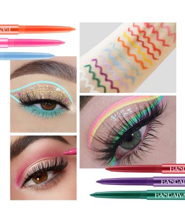 Waterproof Eyeliner Pencil Set - 6 Natural Matte Colors for Long-Lasting Eye Makeup - Retractable Liners and Shadow Pencil for Women - Purple, Green, and more - Buy Online on GoSupps.com