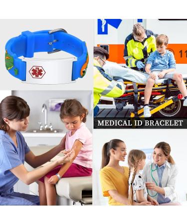 XUANPAI Personalized Kids Safety Wristband Bracelet | Emergency Contact & Medical Info ID | Waterproof Silicone Bracelet for Boys Girls Teenagers - Blue - Buy Online on GoSupps.com