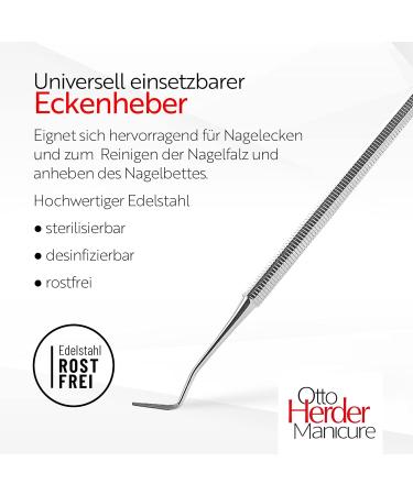 Otto Herder Corner Lifter - 17cm Stainless Steel Foot Care Tool for Nail Deposit Removal | Manicure & Pedicure - Buy Online on GoSupps.com
