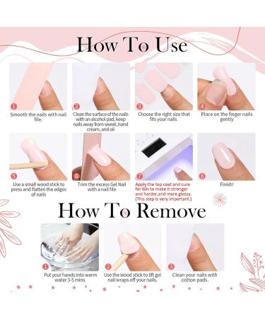 Pink Semi Cured Gel Nail Strips - 20Pcs French Manicure Stickers for Long Lasting Results - Buy Online on GoSupps.com