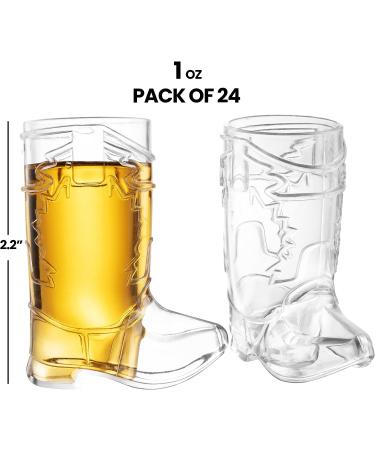 Cowboy Boot Shot Glasses - Pack of 24 Clear Plastic Mini Cups for Parties - 1-Oz Capacity - Buy Online on GoSupps.com