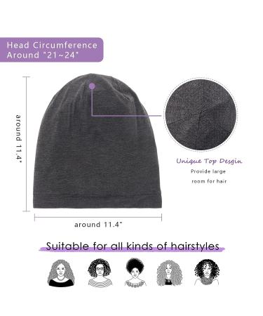 Silk Satin Lined Bonnet Sleep Cap - Adjustable Stay-On Hair Wrap for Curly Hair - Dark Grey - Buy Online on GoSupps.com