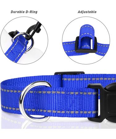 TagME Reflective Nylon Dog Collar - Adjustable Classic Collar with Quick Release Buckle - Small Size, Royal Blue - Buy Online on GoSupps.com