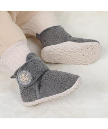 JIASUQI Baby Winter Boots | Infant Cozy House Slippers for Newborns | Anti-Skid Toddler Soft Socks | Grey | 0-6 months - Buy Online on GoSupps.com