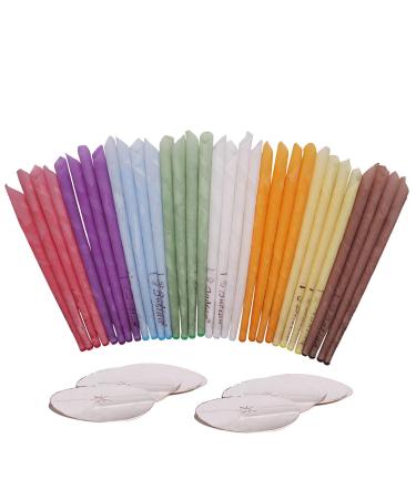 32 pieces of ear cones ear candles beeswax and natural cotton mussel with filters and protective discs (8 colors)