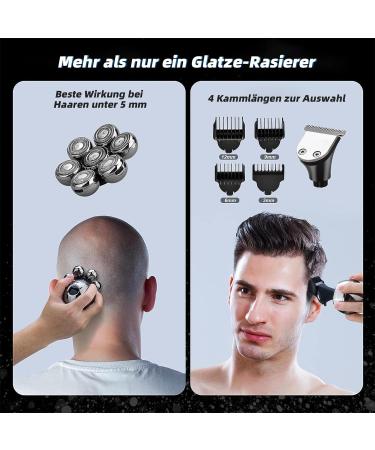 5-in-1 Electric Shaver for Men - Professional Bald Head Shaver with 7 Rotating Heads Waterproof & Wireless Rechargeable Care Kit - Buy Online on GoSupps.com