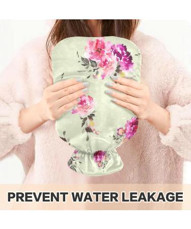 NAANLE 2L Hot Water Bottle with Watercolor Flower Cover - Relieve Back Pain & Enhance Heat Therapy - Transparent Design for Hand & Neck Comfort - Buy Online on GoSupps.com