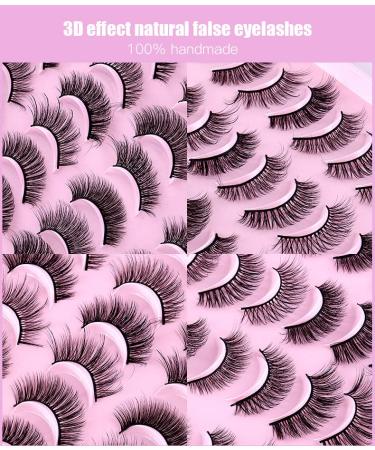 Shop 20 Pairs of Natural Look Wispy Fluffy Russian Strip Lashes | 3D Faux Mink Cat Eye False Eyelashes - 11-18MM Variety Pack - Buy Online on GoSupps.com