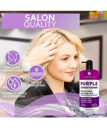 Purple Conditioner for Blonde Hair - Sulfate & Paraben Free Toner - Eliminate Brassy Tones for Color Treated Bleached Silver White & Gray Hair - Unisex Care - Buy Online on GoSupps.com