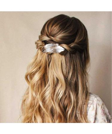 Inilbran Vintage Leaf Hair Clip Barrettes Gold Feather Hair Barrettes Metal Leaf Barrette Head Clips Leaf Hair Pin Clip Decorative Headwear French Hair Accessories for Women and Girls Headdress - Buy Online on GoSupps.com