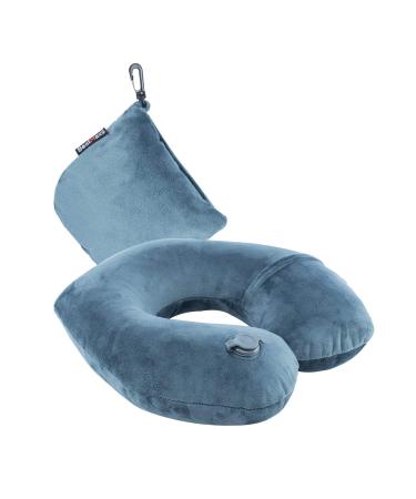 Inflatable Travel Neck Pillow for Airplane Train Car Washable Pillowcase U Shaped Office Napping Pillow Deep Grey