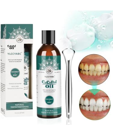 Coconut Oil Mouthwash (8 Fl. Oz) - Natural Mint Flavor Essential Oils for Fresh Breath & Healthy Gums - Dye-Free Oral Hygiene Solution - Buy Online on GoSupps.com