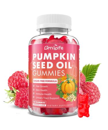 Pumpkin Seed Oil Gummies with Saw Palmetto Organic Pumpkin Seed Oil Supplement for Hair Growth & Skin Health High Pure Extract for Women Men Raspberry Flavor 60 Count 60 Count (Pack of 1)