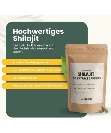  Cupplement 4 sachets of Shilajit 60 Capsules - Free pillbox - 5% Resin Extract - 500 mg per capsule - 100% pure - Superfood - Powder-free - From the Himalayas - Testosterone - Buy Online on GoSupps.com