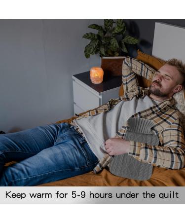 u201c2L Hot Water Bottles with Knitted Cover for Pain Relief | UK | Greyu201d - Buy Online on GoSupps.com