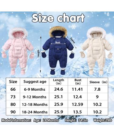 Milkiwai Newborn Baby Hooded Snowsuit Quilted Romper, Thicken Cotton Fleece Coats with Double Zipper and Gloves 66 Blue - Buy Online on GoSupps.com