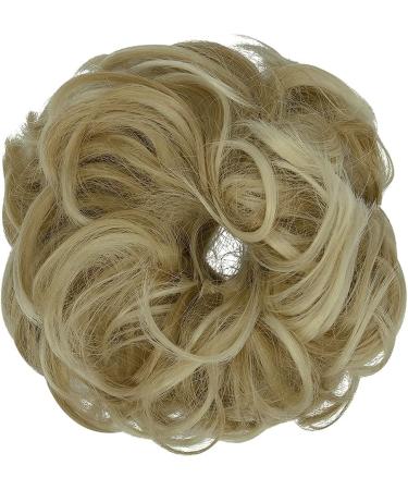 Messy Bun Hair Piece Scrunchies Extension | Curly Wavy Updo Synthetic Chignon Ponytail | Ash Blonde Mix Bleach Blonde | Hair Accessories for Women/Girls - Buy Online on GoSupps.com
