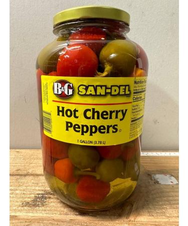 B&G San-Del Whole Cherry Peppers Hot, 1 Gallon