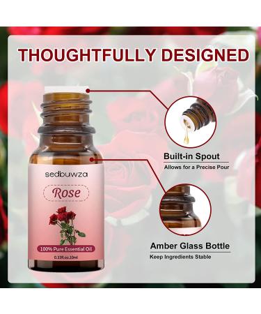 Sedbuwza 100% Pure Organic Rose Essential Oil for Aromatherapy - 0.33 Fl Oz (Pack of 1) - Ideal for Diffusers, Humidifiers, Soaps, Candles, and Perfumes - Buy Online on GoSupps.com