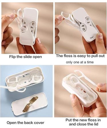 Portable Floss Dispenser | Refillable Dental Floss Picks Case | Travel-Friendly Automatic Floss Organizer (White+Green) - Buy Online on GoSupps.com