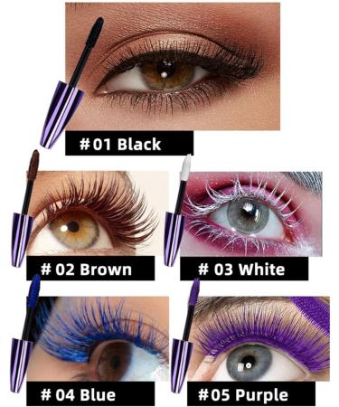 5Pcs Waterproof Colored Mascara Volumising & Lengthening Mascara - Long-Lasting Brown Mascara for eyelashes Colorful Thick Mascara Eye Makeup Professional Eye Cosmetics for Women and Girls #002 - Buy Online on GoSupps.com
