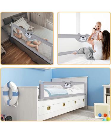 Vertical Lift Foldable Toddler Bed Rail 60 x 28 - Grey | Extra Long Guardrail for Crib, Twin, Full & Queen Size Mattress - Buy Online on GoSupps.com