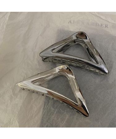 Silver Triangle Hair Claw Clip for Women and Girls - Non-Slip Medium Metal Hair Clamp for Thick Hair - Stylish Hair Accessory - Buy Online on GoSupps.com