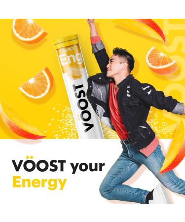 VOOST Caffeine Energy Drink Supplement - Orange Mango Flavor 40 Count | No Sugar, Low Calorie Effervescent Tablet with Vitamin B Complex - Buy Online on GoSupps.com