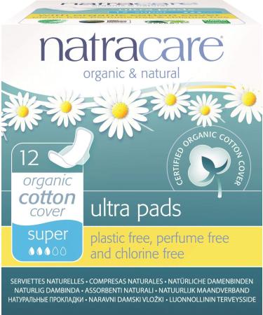 Natracare Natural Ultra Pads w/wings Super w/organic cotton cover  - 12 Pack