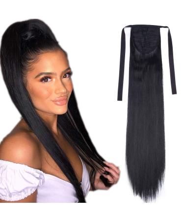 SEGO ponytail braid clip in ponytail extension hairpiece hair piece straight natural like real hair black-1 straight-22"(56cm)-90g