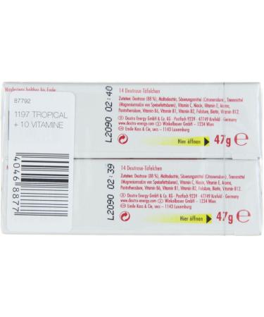 Dextro Energy Bar Tropical Dextro with Quick Grape Sugar and 10 Vitamins 2 x 47 g - Buy Online on GoSupps.com