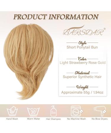 BARSDAR HAARDIAR Hair Extensions - Straight Synthetic Short Ponytail Hair Knoten Light Strawberry Brown 22# for Women - Perfect Hair Jewelry & Scrunchy - Buy Online on GoSupps.com