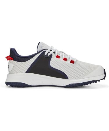 PUMA Men's Fusion Grip Golf Shoe - Size 42 EU | White Silver & Navy - International Shipping Available - Buy Online on GoSupps.com