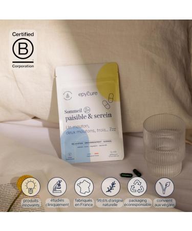EPYCURE - Peaceful & Serene Sleep Cure - Fast Sleep Reparative Sleep Without Addiction - 99.6% Natural - Valerian Kudzu Magnesium - 1 Month - Vegan - Made in France - Buy Online on GoSupps.com