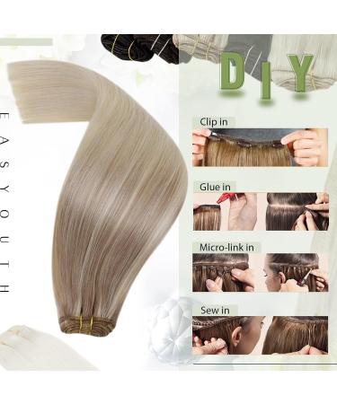 Easyouth Blonde Balayage Human Hair Weft Extensions - Remy Ombre Sew in Hair, 22 Inch 100g, Nordic Blonde #18/22/60 - Buy Online on GoSupps.com
