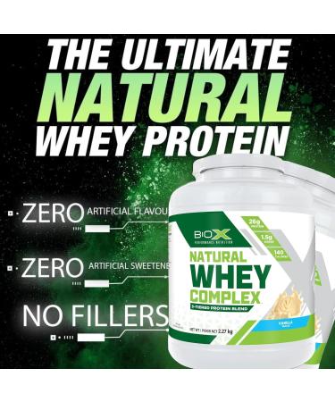 BioX Natural Whey Complex | Natural Whey Protein Powder with Whey Concentrate Whey Isolate Hydrolyzed Whey | Formulated with Natural Flavours & Sweeteners | 26g Protein | 5LB (Vanilla) - Buy Online on GoSupps.com